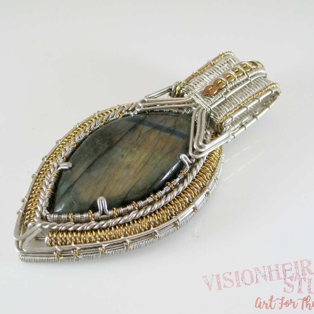 Labradorite Sterling Silver and 14K Gold Two Tone - Picture 2 of 3